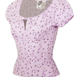 Vivien of Holloway Purple Checkered Top (Size S)